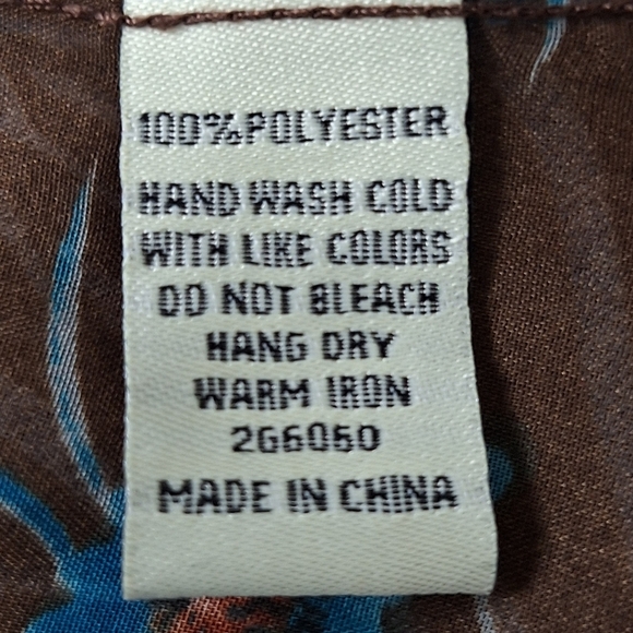 Cecico Sheer Brown Floral Academia Collared Button Down Hi-Lo Hem Top Size L - Picture 14 of 14